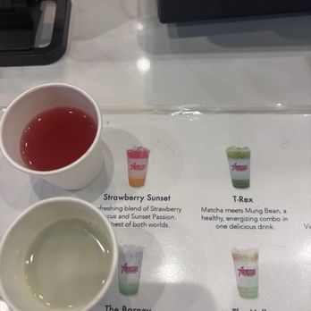 7 Leaves Cafe - Strawberry sunset & Barney samples - Coffee & Tea Near Me - Grand Prairie, Texas