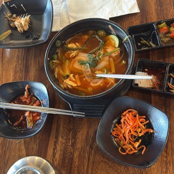 Dasom - Pollack soup that sucks and all I could eat of it with the fins and lots of bones and uneaten fish and the new panchan spread - Korean Near Me - Los Angeles, California