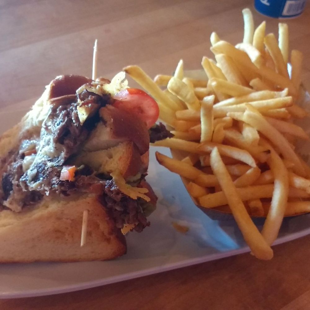 PINCHO - Grilled Vaca Frita with Cheese & side order of Classic Fries :-) - Burgers Near Me - Miami, Florida PINCHO - Grilled Vaca Frita with Cheese & side order of Classic Fries :-) - Burgers Near Me - Miami, Florida