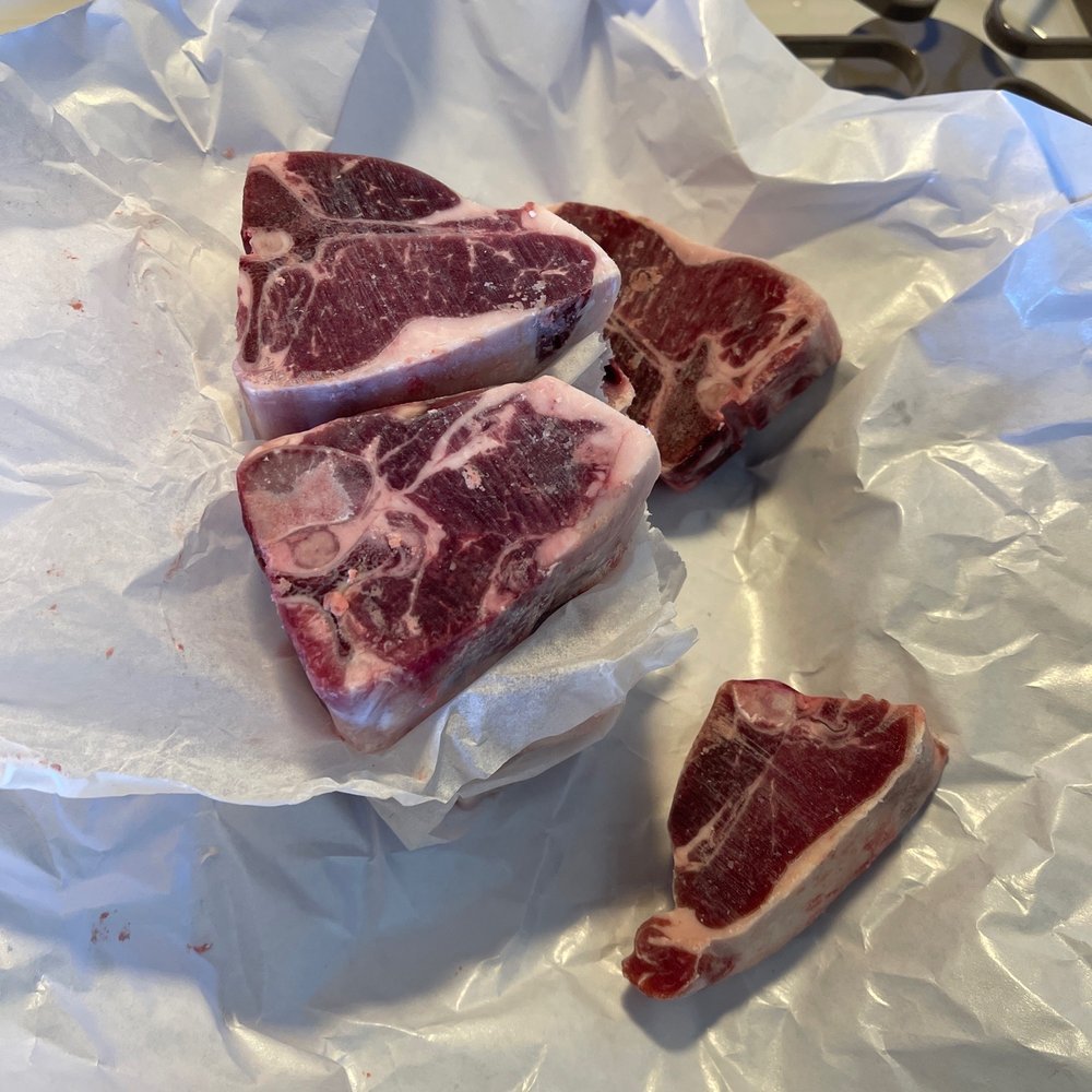 Frozen lamb chop. Frozen lamb chop.