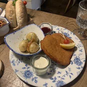 Alpenrose Vail - Schnitzel, would have liked to have more of the sides for $32 - German Near Me - Vail, Colorado