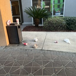 Trash in front of the hotel