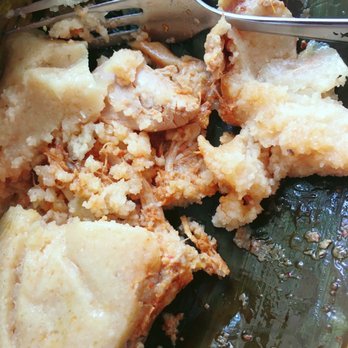 Express Pupuseria - Inside of the chicken tamales. - Salvadoran Near Me - San Francisco, California