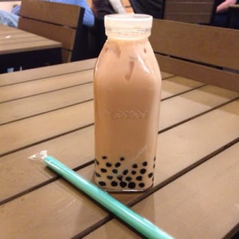 Plentea - Black tea ice milk w/ tapioca balls in a glass bottle - Tea Rooms Near Me - San Francisco, California Plentea - Black tea ice milk w/ tapioca balls in a glass bottle - Tea Rooms Near Me - San Francisco, California