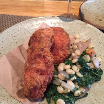 Husk - Fried chicken with delicious warm veg salad. - American Near Me - Charleston, South Carolina Husk - Fried chicken with delicious warm veg salad. - American Near Me - Charleston, South Carolina