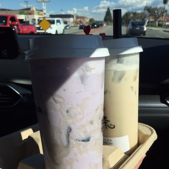AB Teahouse - Taro milk tea with grass jelly. Signature milk tea with boba and crystal boba. - Bubble Tea Near Me - Cypress, California AB Teahouse - Taro milk tea with grass jelly. Signature milk tea with boba and crystal boba. - Bubble Tea Near Me - Cypress, California
