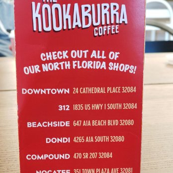 The Kookaburra Coffee - Locations - Coffee & Tea Near Me - Ponte Vedra Beach, Florida