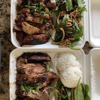 Kenji's - Plate lunch, one with all greens and one with the 2 scoops of rice and a green salad side. Their dressing is amazing. - Barbeque Near Me - Reno, Nevada Kenji's - Plate lunch, one with all greens and one with the 2 scoops of rice and a green salad side. Their dressing is amazing. - Barbeque Near Me - Reno, Nevada