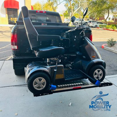 Vehicle Lifts - Purchase Vehicle Lifts for scooters and wheelchairs in Phoenix, AZ and we also sell them nationwide. We have a wide variety of available electric scooter lifts and power wheelchair lifts for cars, vans, and trucks used for transporting mobility scooters, wheelchairs, and power chairs. Power Mobility & Lifts sells, rents, installs, and repairs a wide variety of vehicle lifts from top manufacturers including Harmar and Pride.

The AL100 Universal Scooter Lift is today’s most popular outside scooter lift.  The unique hold-down foot automatically secures virtually any scooter without any necessary scooter modifications. This fully automatic lift offers simple, nearly effortless operation and a hefty 350-pound lifting capacity.

The AL100 Features Harmar’s Stars -N- Stripes aluminum deck design, dedicated to our veterans and commemorating Harmar’s heritage as an American company.

✅ Sets the standard for all other Scooter Lifts

✅ Carries virtually all scooters

✅ Stars -N- Stripes Aluminum Deck

✅ Automatic hold down foot

✅ No scooter modifications

✅ Accommodates scooters with a wheelbase of up to 42”

✅ License plate mount included

✅ Swing-away option available

The Lift that Changes with Your Life. Bruno’s most popular exterior platform lift, the Bruno Out-Sider Power Lift maintains all seating and cargo space. If you change mobility devices in the future, the Out-Sider® can be easily adapted. It can also be transferred to another applicable vehicle. Add the “Swing-Away” option to access your cargo area.

✅ Fully-powered, single-button operation

✅ Automatic folding platform when not in use

✅ No scooter or powerchair modifications

✅ Low profile design for rear view mirror visibility

✅ Securement device locks mobility device in place

✅ Safety latch to prevent unintentional lift lowering

✅ Manual backup for peace of mind

✅ Adjustable license plate holder

✅ 3-year limited warranty

Need help deciding? Please call us at 480-471-8592!
