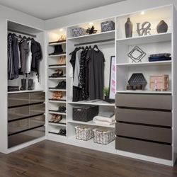 Golden Gate Garage Storage & Closets - White finish with contrasting drawers.  Closet lighting