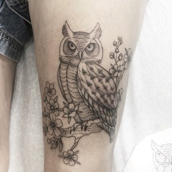 Hudson River Tattoo - Owl by patriciamazzatattooer - Tattoo Near Me - Hudson, New York