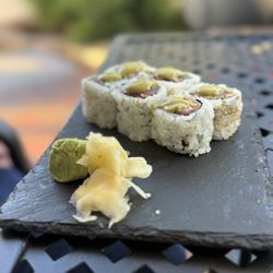 Mr. Tuna - Roll with hatch green chili sauce on top. Delicious