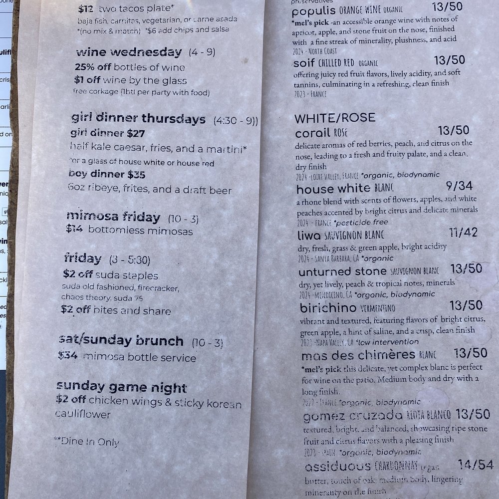 Drink Menu Drink Menu
