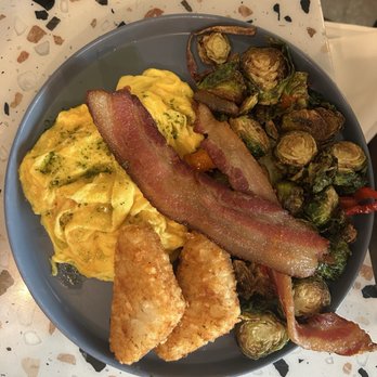 Box St. All Day - Eggs, bacon and Brussels sprouts - Breakfast & Brunch Near Me - San Antonio, Texas