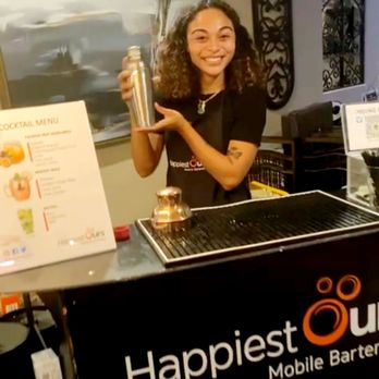 Happiest Ours - Very cool set-up and look at this energetic bartender - Bartenders Near Me Happiest Ours - Very cool set-up and look at this energetic bartender - Bartenders Near Me