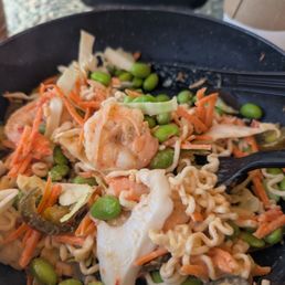 Ramen bowl with peanut sauce. Ramen bowl with peanut sauce.