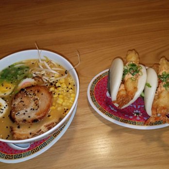 Fushipoke - Miso Raman noodle soup with pork belly and shrimp tempura buns - Poke Near Me - Sarasota, Florida