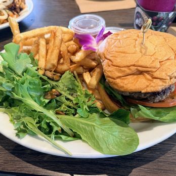 Island Vintage Coffee - Wagyu burger no cheese, salad, and French fries - Coffee & Tea Near Me - Kapolei, Hawaii Island Vintage Coffee - Wagyu burger no cheese, salad, and French fries - Coffee & Tea Near Me - Kapolei, Hawaii