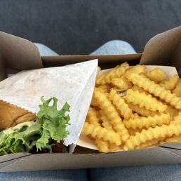 Single burger and fries