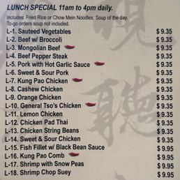 Lunch menu Lunch menu