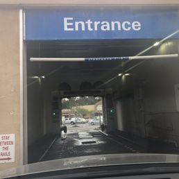 the entrance to a parking garage