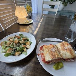 Meatball Sub and Caesar Salad