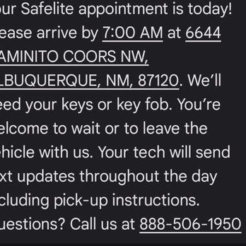 Safelite AutoGlass - Appointment Text - Windshield Installation & Repair Near Me - Albuquerque, New Mexico