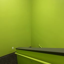 Offensively bright green stairwells... lol Offensively bright green stairwells... lol