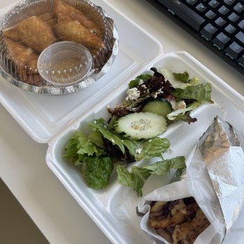 Pom & Olive - Chicken Shawarma Wrap and Cheese Borek - Mediterranean Near Me - Costa Mesa, California