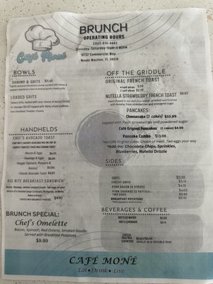 Menu photo 1 Cafe Mone Weeki Wachee, FL