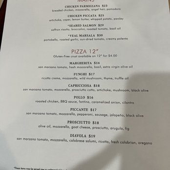 Cucina Bella - Back of menu - Italian Near Me - Denver, Colorado