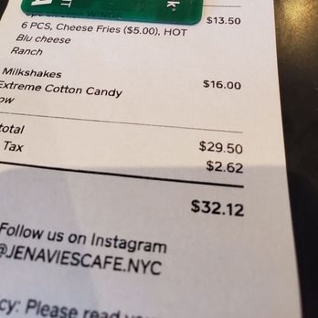 Jenavies Cafe - Expensive. 6pc wings, cheese fries and an xtreme cotton candy milkshake $32. - Latin American Near Me - Bronx, New York