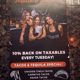 $8 for 3 tacos and a shot