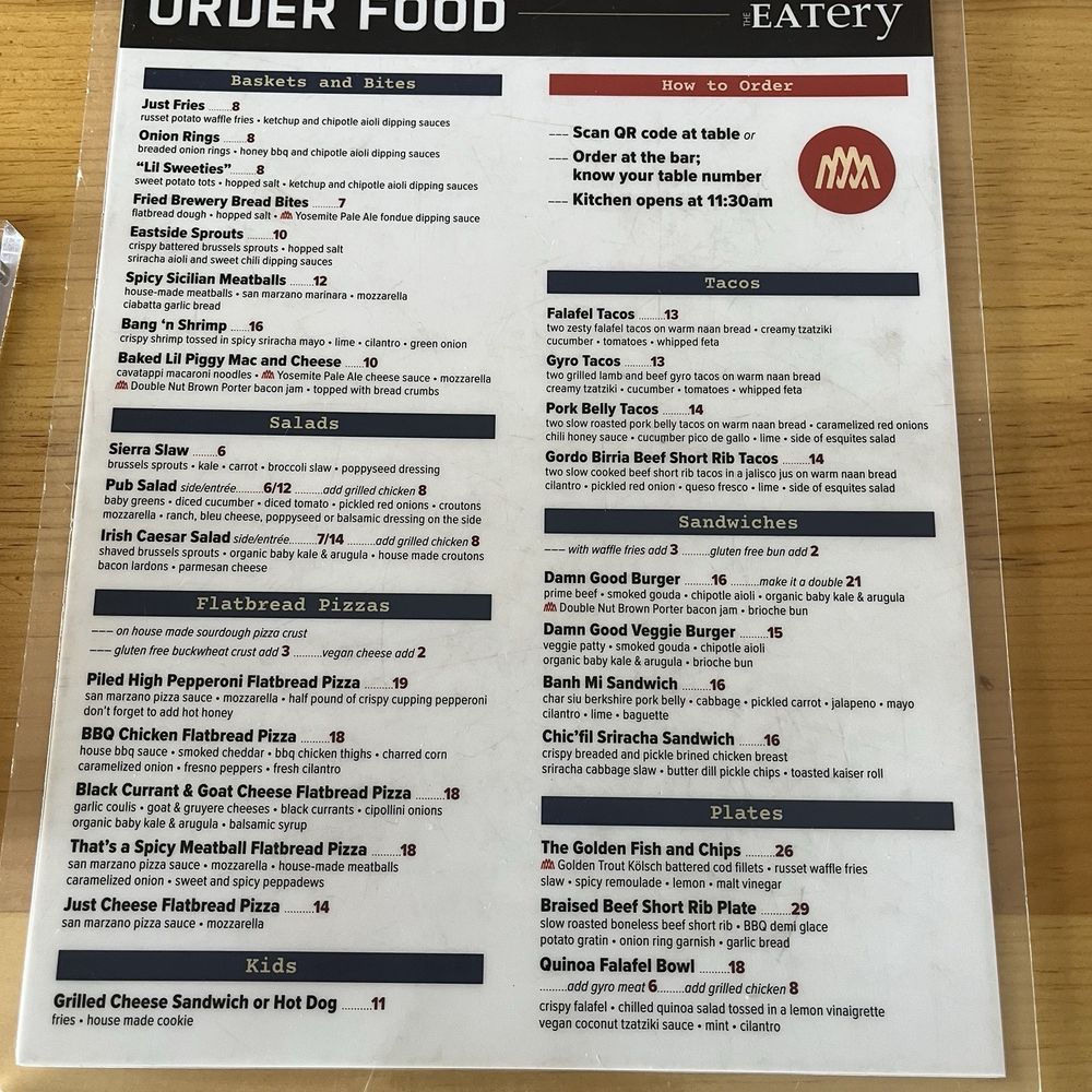 Mammoth Brewing - Menu 11/10/24 - Breweries Near Me - Mammoth Lakes, California