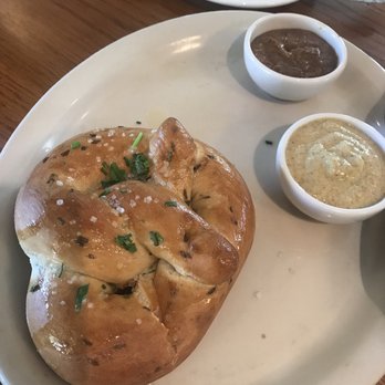 Mountain Brauhaus - Pretzel with two types of mustard - New American Near Me - Gardiner, New York Mountain Brauhaus - Pretzel with two types of mustard - New American Near Me - Gardiner, New York