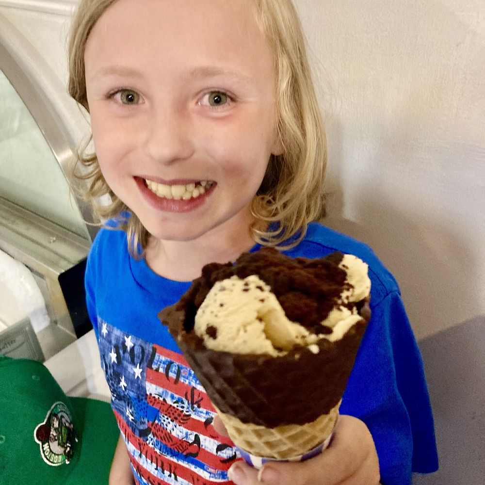 The Scoop Shack - My son was super happy with his Peanut butter cookie dough ice cream in a chocolate covered cone and with brownie bits drizzled on top! - Ice Cream & Frozen Yogurt Near Me - Edgartown, Massachusetts The Scoop Shack - My son was super happy with his Peanut butter cookie dough ice cream in a chocolate covered cone and with brownie bits drizzled on top! - Ice Cream & Frozen Yogurt Near Me - Edgartown, Massachusetts