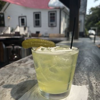 La Chev 208 - Burning Brine  Pickle brine, cucumber water, jalapeño, lime.   Love. - French Near Me - Summerville, South Carolina