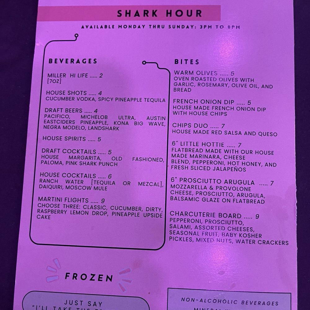 Pink Shark - Menu - Music Venues Near Me - San Antonio, Texas Pink Shark - Menu - Music Venues Near Me - San Antonio, Texas