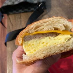 The Coffee Shop NE - The Eggel with sausage on a croissant. They were out of bagels by the time I arrived at 9am on a Thursday but the croissant was yummy!
