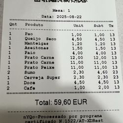 Restaurante Gafanhoto - Total for 3 with apps,meals, dessert and drinks