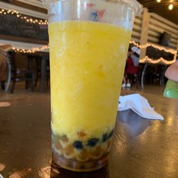 Bubbly Brew TeaHouse - Mango slush with mango boba and lychee