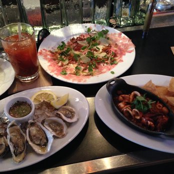 Laszlo - Bloody + Carpaccio, Oysters on the Halfshell + Calamari a la plancha - Lounges Near Me - San Francisco, California