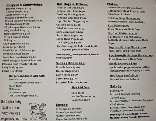 Menu photo 2 Golden Dairy Rogersville, TN Menu photo 2 Golden Dairy Rogersville, TN