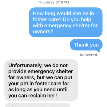 Haider's Paws Forward - Proof they do not provide shelter for pet owners! - Animal Shelters Near Me - McKinney, Texas