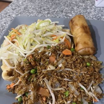 Shanghai Tokyo - Veggie fried rice, veggie chow mein, and a veggie egg roll - Chinese Near Me - Natick, Massachusetts Shanghai Tokyo - Veggie fried rice, veggie chow mein, and a veggie egg roll - Chinese Near Me - Natick, Massachusetts