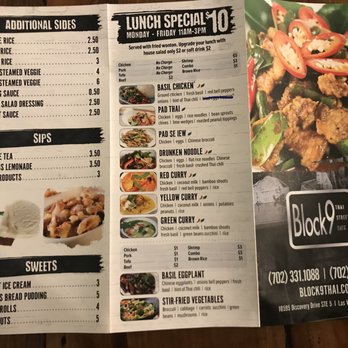 Block 9 Thai Street Eats - 1/4/22 Menu - Thai Near Me - Las Vegas, Nevada