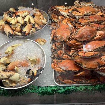 Pinchers - Pincher's display case. Don't those stone claws look amazing! - Seafood Near Me - Venice, Florida Pinchers - Pincher's display case. Don't those stone claws look amazing! - Seafood Near Me - Venice, Florida