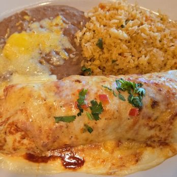 Fuego - Shrimp Burrito dinner with Mexican rice and beans. - Mexican Near Me - Huntsville, Alabama Fuego - Shrimp Burrito dinner with Mexican rice and beans. - Mexican Near Me - Huntsville, Alabama