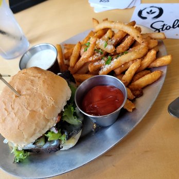 The Walnut - Portobello sandwich with Parm Fries - Sports Bars Near Me - Des Moines, Iowa