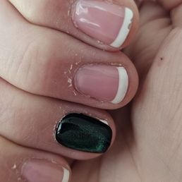 Ignore the stick on added for an event. Nice paint, but all those hangnails I didn't have before! Not durable, too expensive for what I got. Ignore the stick on added for an event. Nice paint, but all those hangnails I didn't have before! Not durable, too expensive for what I got.